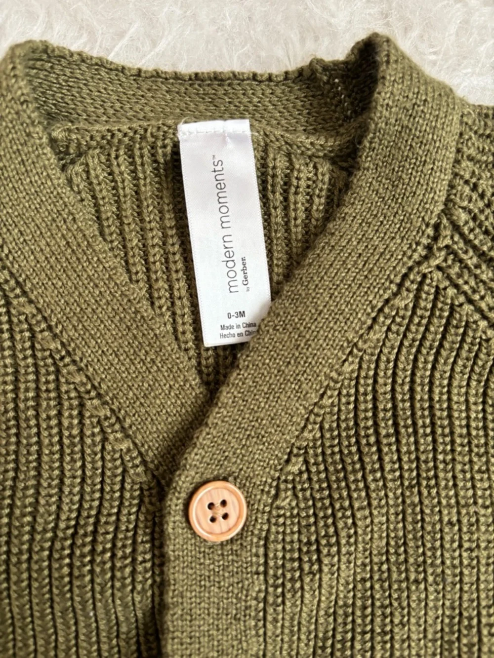 Modern Moments Cozy Gender Neutral Olive Knit Baby Matching Set
